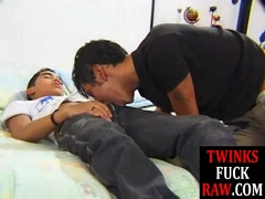 BAREBACK TWINKZ - Latin twink gets facial after blowjob and rimming duo