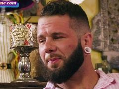 BISEXTIME - Tattooed stunner ambisexual threesome pussyfucked by bisex neighbors