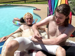 Swimsuit, edging, gay kissing