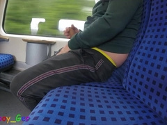 Utterly risky fapping off on a moving teach in the middle of the day.