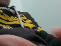 Spoken Jock BELLOWS Sexually and Masturbates his UNCIRCUMCISED Shaft until Ejeculation