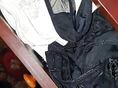 My moms white bride thongs soaked sons cum