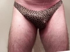 Jerking Off in Step Daughter leopard thong