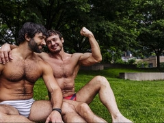 Alex Kof has Paolo Bruni riding him to celebrate Pride