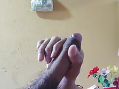 Young man jerks off, masturbating his rich cock