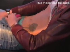 Cute twink wanks his hard spear while driving in a car