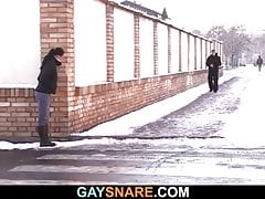 Huge-cocked guy gets snared into first gaysex