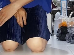 Blue velvet skirt masturbation