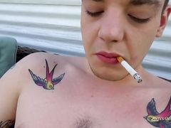 Horny Ryan Fields Smoking Butt While Stroking His Cock