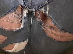 Pee in tight jeans