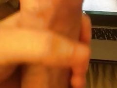 BWC stroking his cock to my Moobs