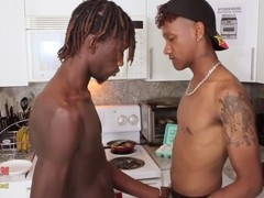 Hot internal cumshot with a big black cock in a gay scene