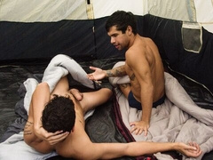 Tent-based anal sex with Kaleb Stryker and Ty Mitchell