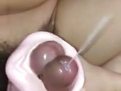 Frotting in a rubber pussy