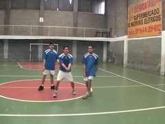 Muscular tattooed coach and player flip fuck