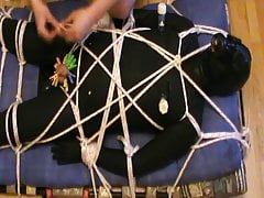 Restrained rubberslave gets a CBT and an enjoying