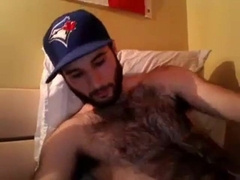 Hairy Stud Shoots Cum All Over Himself