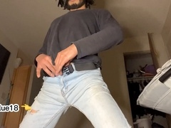 Solo twink enjoys a grizzly bareback masturbation session with gay friend