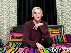 Young twink interviewed before jerking off hard