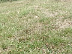 Flashing old woman in the park