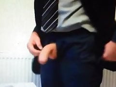 Suited dad wank and cum