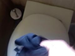 Tradesman wanking with customers panties