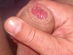 Young boy masturbates and shoots close up.