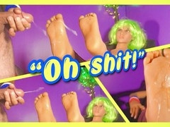 Squealing cumshot splattered all over my femme's soles!