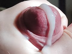 Huge cumshot while watching porn. Man wanking bug cock