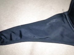 Cum on Black Bikini Bra 32D and Panties Set