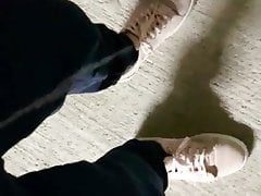 Friend of mine pissing in a storage room