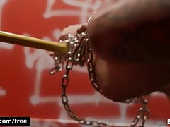 Man get himself two dick while on chained - Bromo