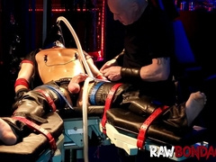 Sweaty jock foot licking and deepthroating in raw bondage