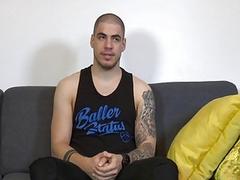 Tatted babe has a solo scene during casting call