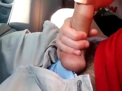 Blowing a friend in the car and he cums in my mouth 17
