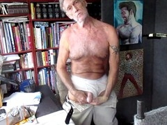 Gay bearded teacher enjoys creamy load from student