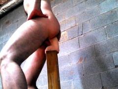 Jon Scarecrow having a blast with a massive dildo in high heels