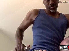 Mature homosexual takes hard raw pounding from massive ebony knob