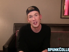 Naughty young gentleman tugging cock while playing anally