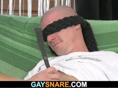 clean-shaven stud takes faggot first time doggy-fucking