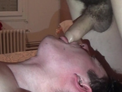 Twink sucks a hairy cock in excellent manners until the sperm pop on his face