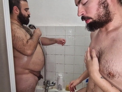 Frolicking in the douche with our schlongs