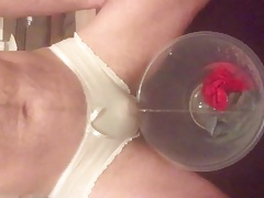 Pissing my panties into a bowl of panties