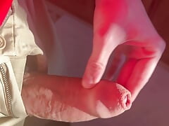 Thick uncut cock masturbation