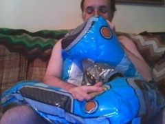 Gay stud enjoys riding inflatable car boat