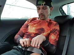 Pissed off and masturbating waiting in the car.