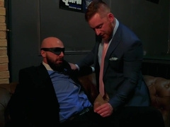 Dude in a sexy blindfold accepts the inevitable