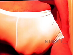 Rock-hard silicone cock shows off in underwear