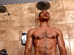 Black stud named Cailean jerking his thick dick on camera