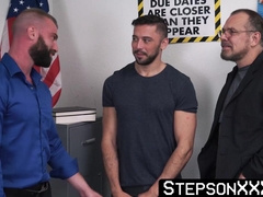 Young man Michael Boston and trio other sweeties gag each other hard-ons